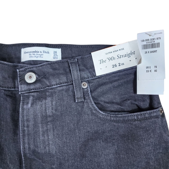 Abercrombie & Fitch The 90's Straight Ultra High Rise Denim Womens 26 Short NWT - Picture 7 of 8